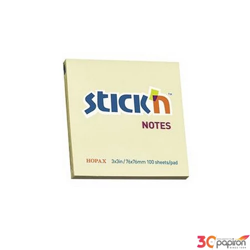 Öntapadós jegyzettömb Stick N 76x76 mm, 100 lap, pasztellsárga