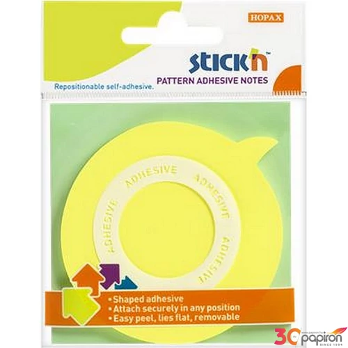 Öntapadós jegyzettömb Stick N buborék alakú, 70x70 mm, 50 lap, sárga