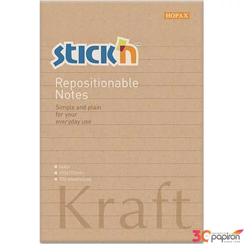 Öntapadós jegyzettömb Stick N vonalas,150x101 mm, 100 lap, Kraft Notes