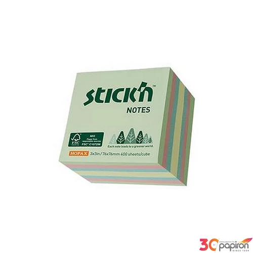 Öntapadós kockatömb Stick N 76x76mm,400 lap,erdő színei pasztell mix