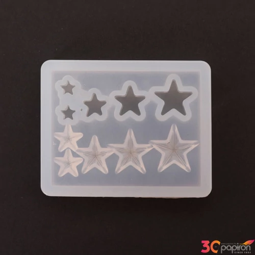 Öntőforma szilikon átlátszó vegyes csillag 4 x 5 x 0,8 cm 5 db/csom