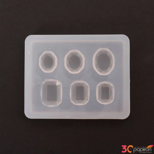 Öntőforma szilikon átlátszó vegyes kör és négyzet 4 x 5 x 0,5 cm 5 db/csom