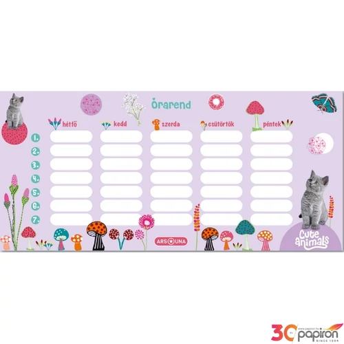 Órarend Ars Una 24'' Cute Animals-kitten (5368) 24 cica Öntapadós füzetcímke 3ívx6db