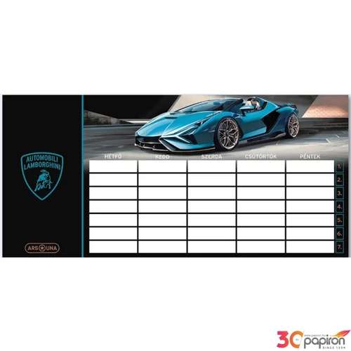 Órarend Ars Una 24'' Lamborghini (5336) autó Öntapadós füzetcímke 3ívx6db