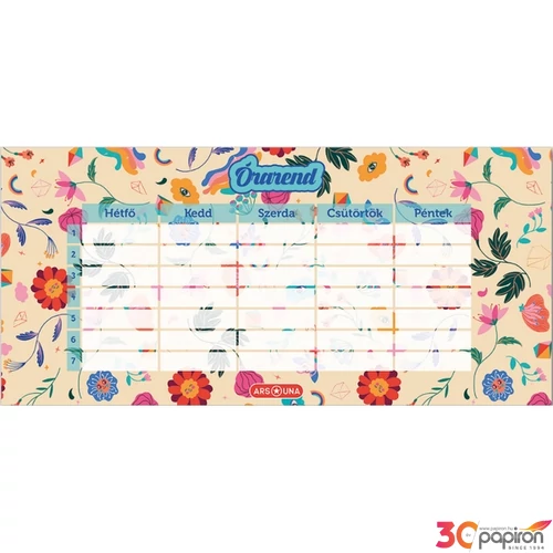 Órarend Ars Una egylapos Flower Power (5260) 23 Öntapadós füzetcímke 3ívx6db