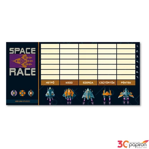 Órarend Ars Una egylapos Space Race (5143) 22 Öntapadós füzetcímke 3ívx6db