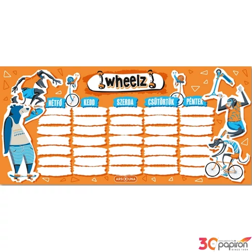 Órarend Ars Una egylapos 23 Wheelz 50492626 prémium minőség