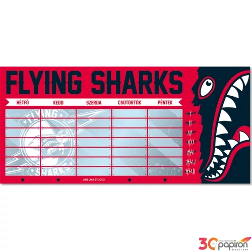 Órarend Ars Una kétoldalas 20 Flying Shark-cápa Öntapadós füzetcímke 3ívx6db