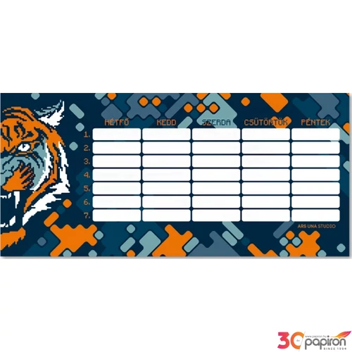 Órarend Ars Una kétoldalas 20 Roar Of The Tiger-tigris Öntapadós füzetcímke 3ívx6db