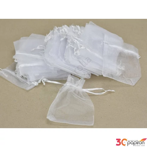 Organza tasak fehér M közepes 9x12cm fehér