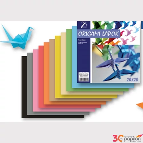 Origami lapok 20x20cm 20lap 2x10db különböző szín (20ív/csom) színespapír, kivágó A/4 20