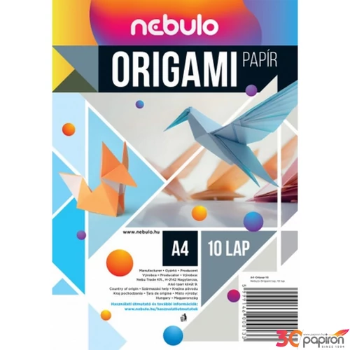Origami lapok A4 10 lap/csom vegyes színek Nebulo 10 lap kivágólap 80g színespapír 10L kivágópapír