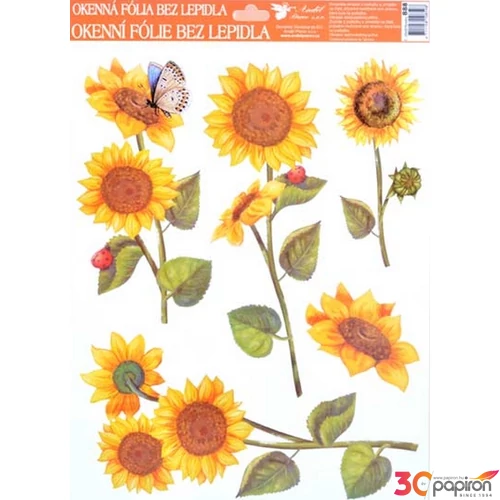 Matrica, ablakmatrica dekor ős napraforgók katicával-pillangóval 38x30cm-es Őszi mintás ablak dekoráció!