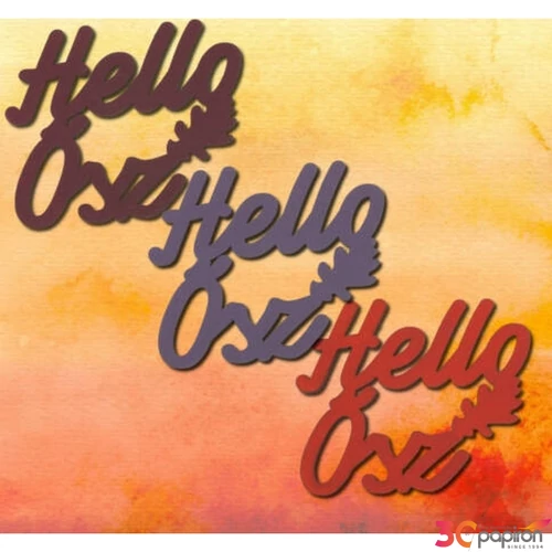 Őszi dekor fa felirat Hello Ősz felirat, színes, 5x5,5cm 3db/csomag