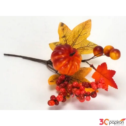Őszi dekor pick 20cm kerek tökkel, bogyókkal