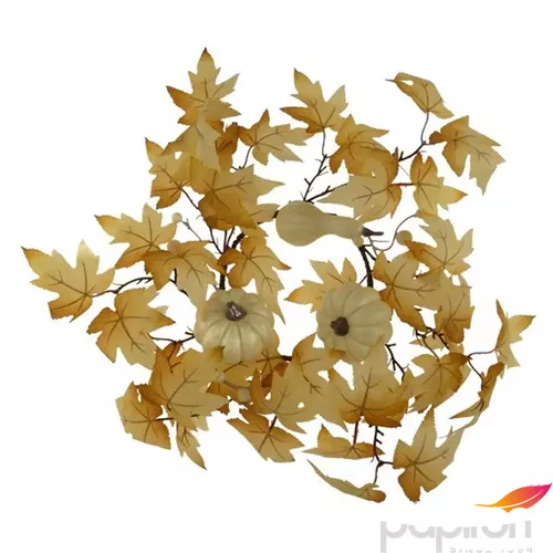Selyemvirág - művirág Koszorú leveles, tökkel, 48 cm, sárga