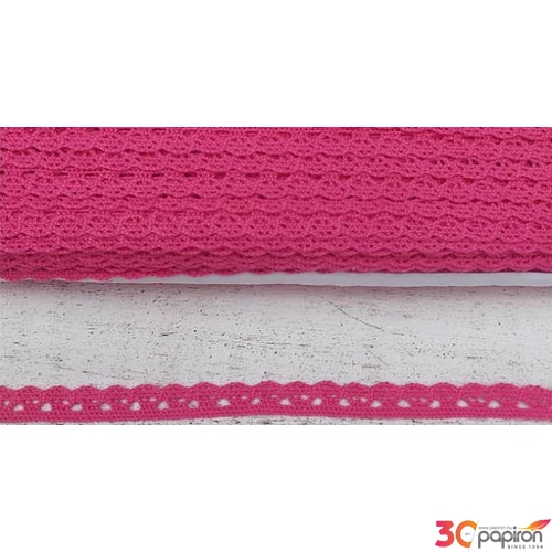 Szalag csipke magenta 1cmx20m. Pamut Szalag csipke magenta