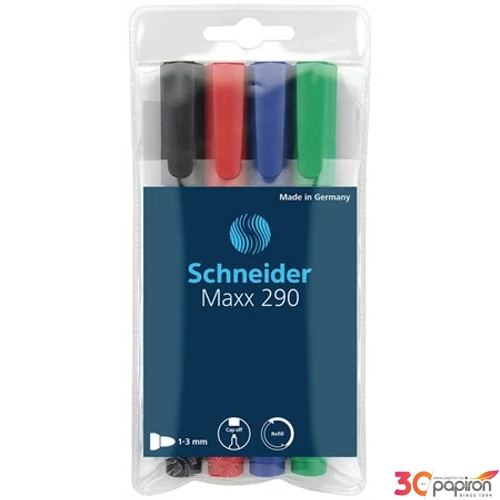 Táblamarker Schneider Maxx 290' 2-3mm kerek hegyű 4színű szett Írószerek SCHNEIDER 129094