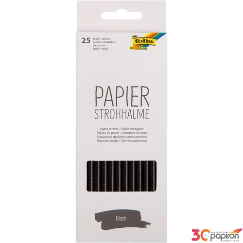 Papír szívószálak 20cm 25db/csomag fekete