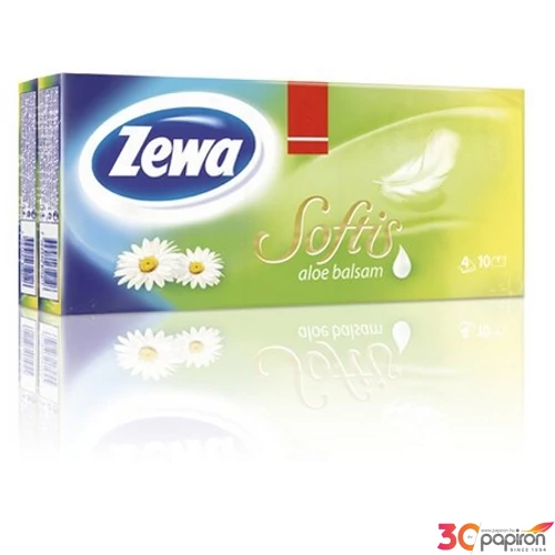 Papír zsebkendő 4 rétegű, 10x9db ZEWA Softis aloe balsam KHHZ22