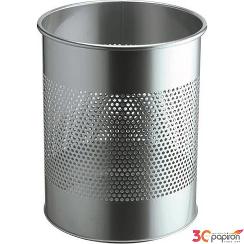 Papírkosár fém 15liter, DURABLE, ezüst DB331022