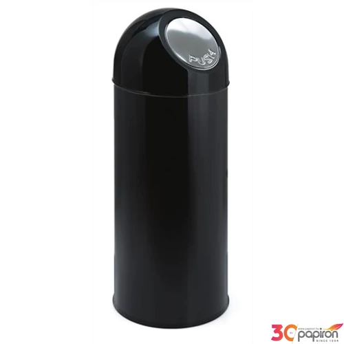 Papírkosár Vepa Bins 55L Nyomófedeles fém szemetes, fekete UVB034