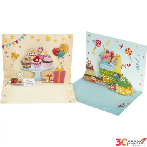 Papírlevél szett borítékkal DIY 3D születésnapi 2féle mintával Cupcake, Monster Stick Art 3D