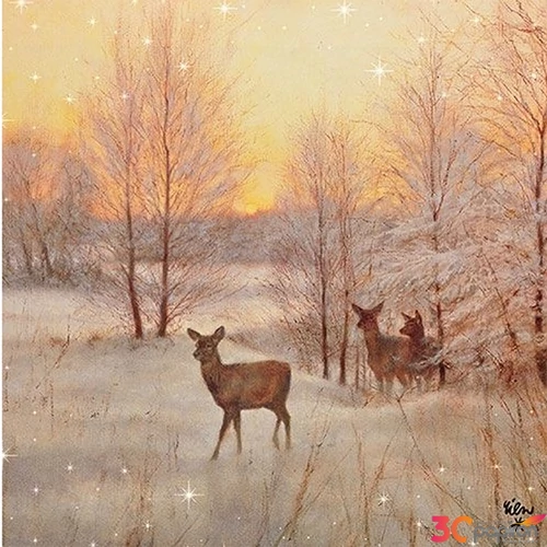 Szalvéta Ambiante Deer At Sunset papírszalvéta 33x33cm,20db-os