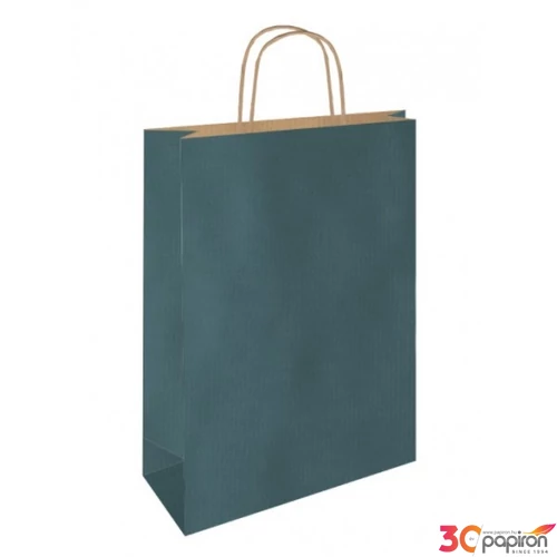 Papírtasak sodrott füles 22 22x31x10cm, sötétkék Ajándék csomagoló díszzacskó