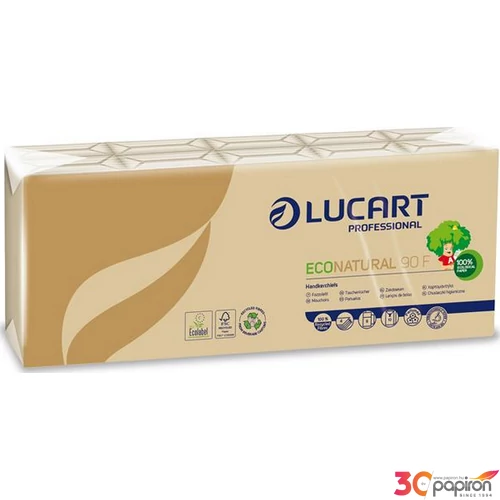 Papírzsebkendő 4 rétegű LUCART 10x9 db barna