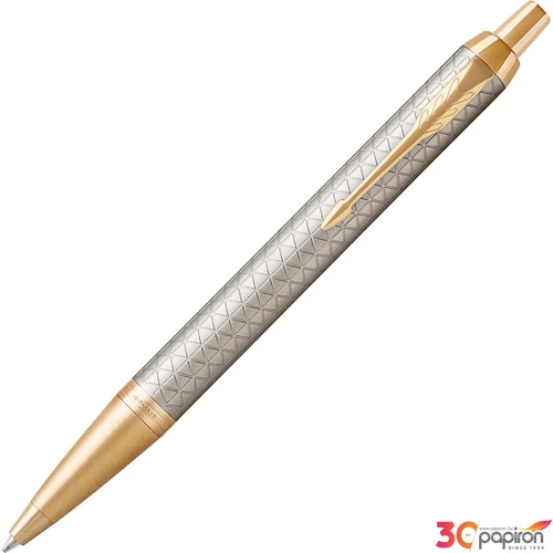 Parker IM golyóstoll Premium Premium - Warm szürke cizellált tolltest arany klipszes-nyomógombos toll