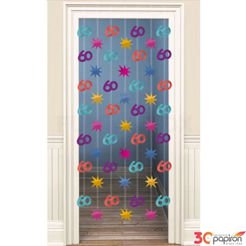 Party ajtó dekor 60 60.születésnapra, 90x198cm csillag és 60-as szám formák