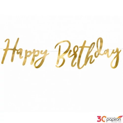 Party banner Happy Brithday, arany 16,5x62cm