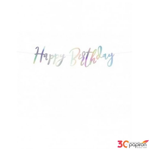 Party banner Happy Birthday irizáló 16,5x62cm