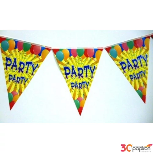 Party banner 2m Zászló fűzér Party feliratos 12zászlós Parti papír zászlófűzér Party felirattal