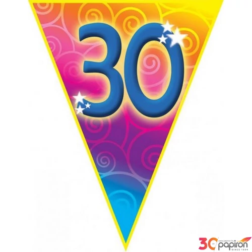 Party banner 5m Zászló fűzér 30. születésnapi 10zászlós Parti fólia zászlófűzér 30-as számos