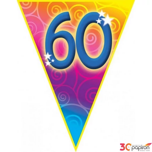Party banner 5m Zászló fűzér 60. születésnapi 10zászlós Parti fólia zászlófűzér 60-as számos