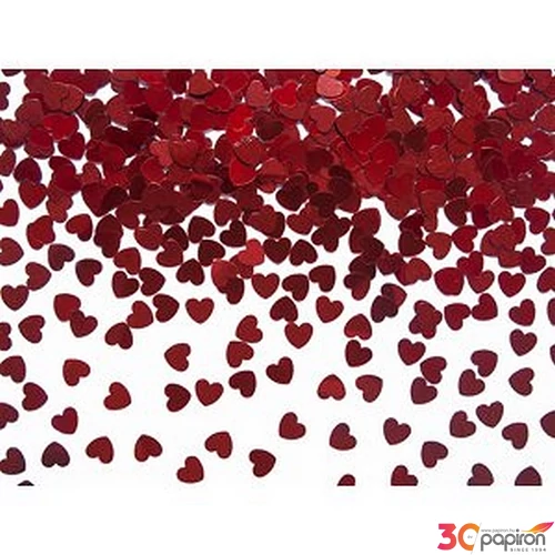 Party konfetti dekor szív forma, piros 5mm, 30g