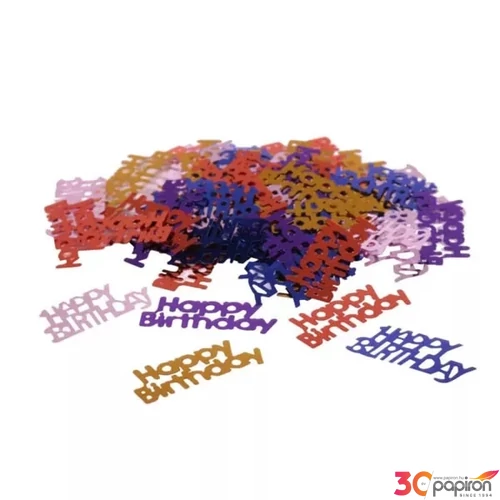 Party konfetti dekor metál multicolor, Happy Birthday 14g