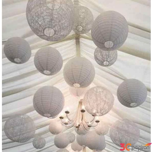 Party lampion dekor gömb papír, csipkés 25cm