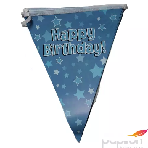 Party dekor zászló fűzér Happy Birthday kék csillagos