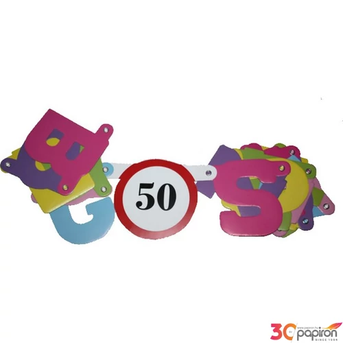 Party banner dekor Boldog 50. Születésnapot felirat