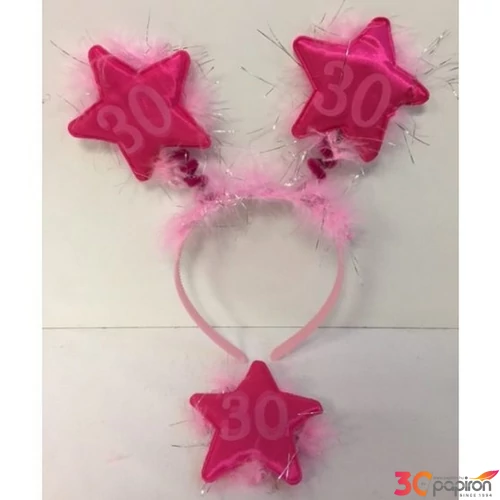 Party fejdísz évszámos pink kitűző+fejdísz, 30-as szám [5997446746577]