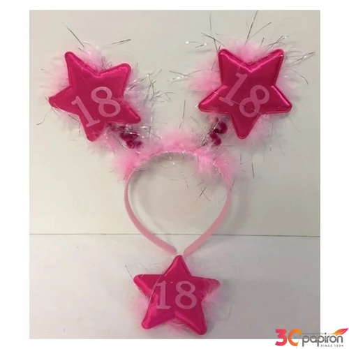 Party fejdísz évszámos pink kitűző+fejdísz, 18-as szám [5997446746577]