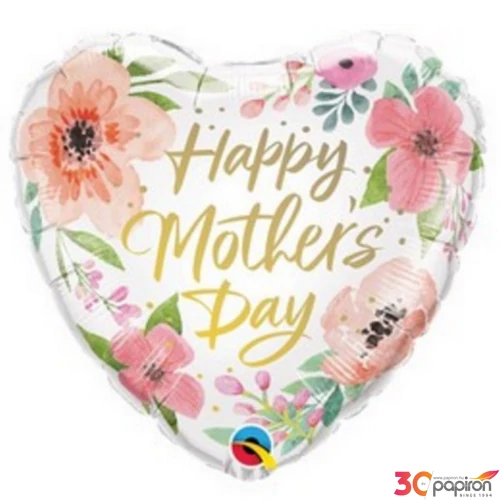 Partylufi fólia 18 inch-es Mother's Day Pink Floral Anyák Napi Szív fólia Partylufi