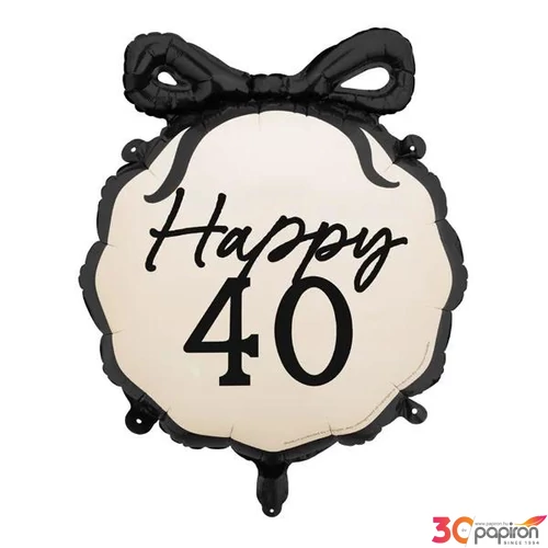 Party fólia lufi 40. évszámos masnis 45cm Happy  felirattal