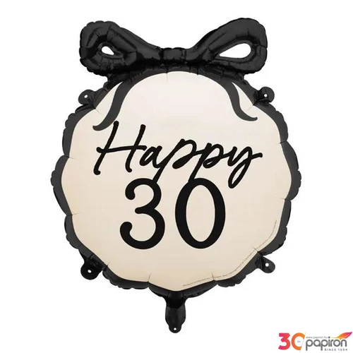 Party fólia lufi 30. évszámos masnis 45cm Happy  felirattal