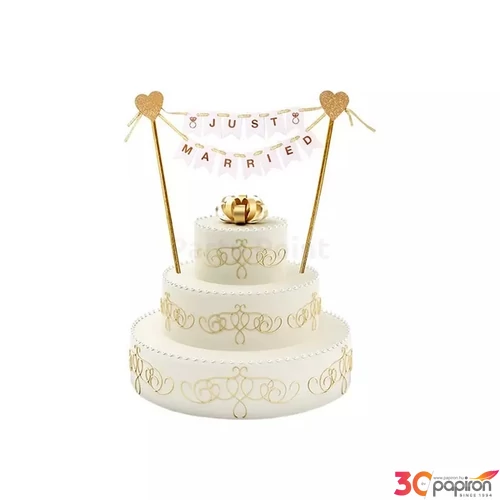 Party tortadekoráció Just married 25cm