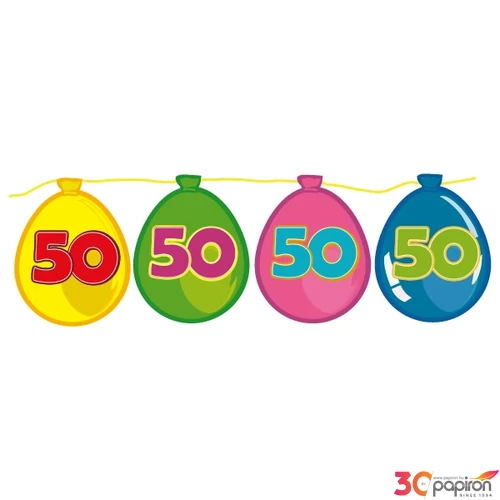 Party banner füzér Évszámos, lufis 50