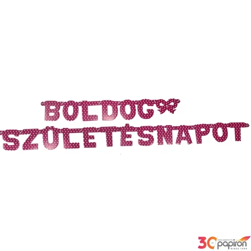 Party banner magenta pöttyös Boldog Születésnapot